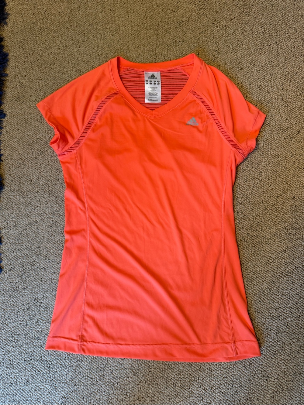 adidas Women’s Bright Coral Short Sleeve V-Neck Tee